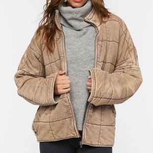 Forever 21 Quilted Zip Jacket - Grey